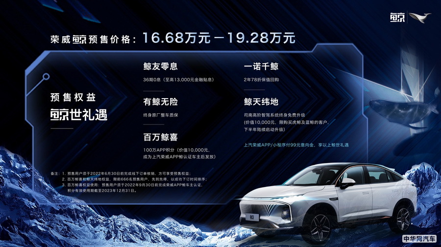 荣威发布全新智能SUV鲸 预售价16.68-19.28万