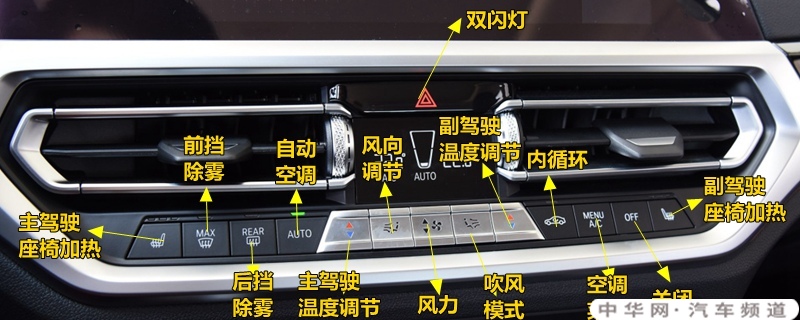 宝马3系空调按钮图解，3系空调除雾和暖风开启方法