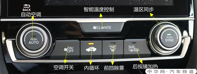 本田思域空调按钮图解，思域空调除雾和暖风开启方法