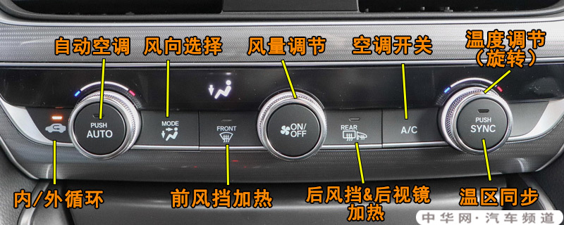 本田雅阁空调按钮图解，雅阁空调除雾和暖风开启方法