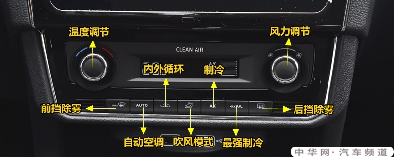斯柯达昕锐空调按钮图解，车型空调除雾和暖风开启方法