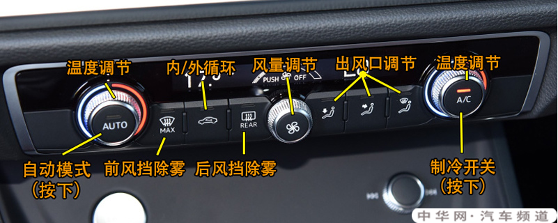 奥迪A3空调按钮图解，A3空调除雾和暖风开启方法