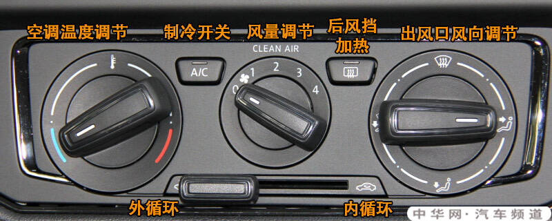 大众捷达空调按钮图解，捷达空调除雾和暖风开启方法