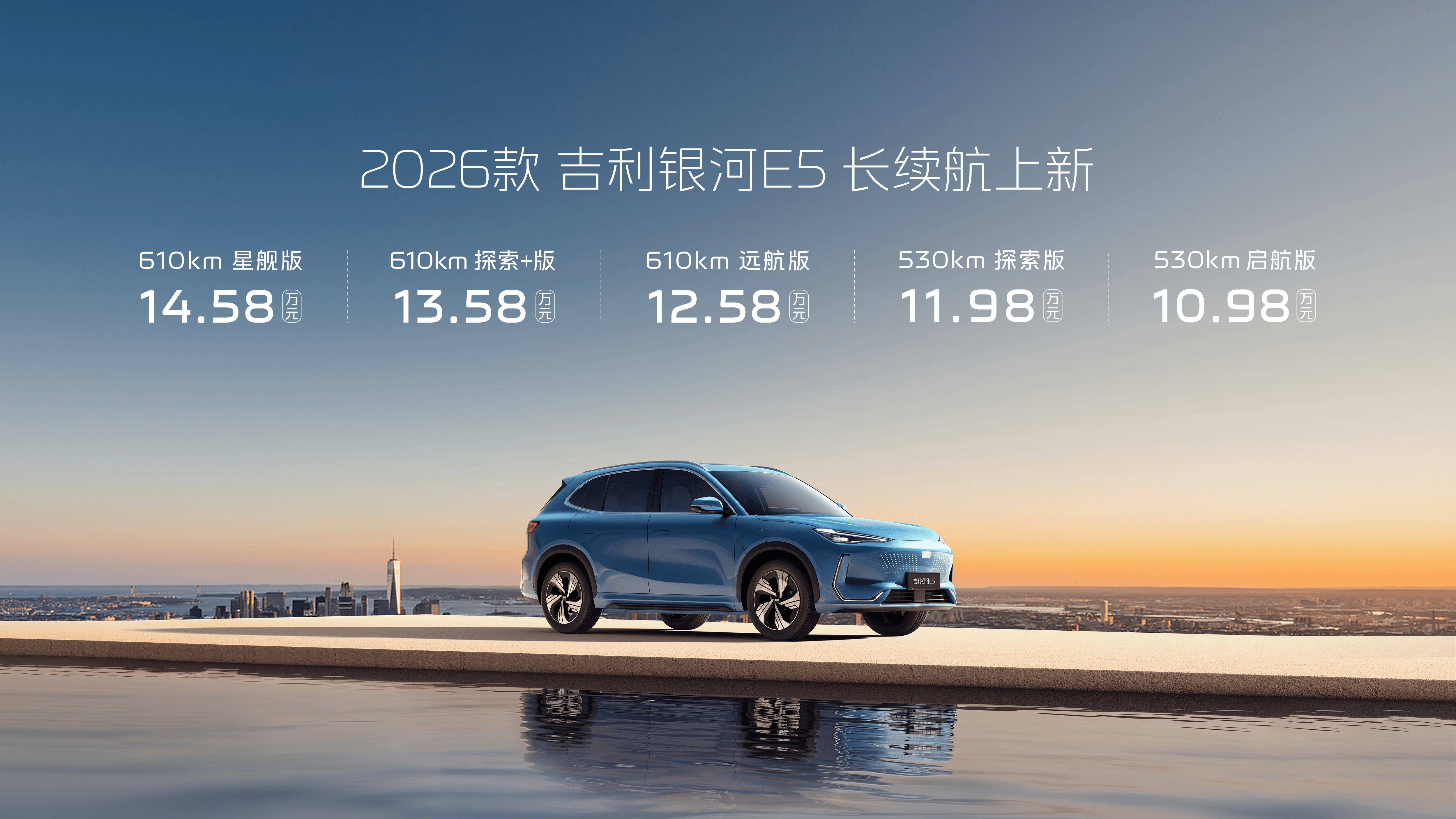 全系新增续航、驾控升级 2026款吉利银河E5升级不加价