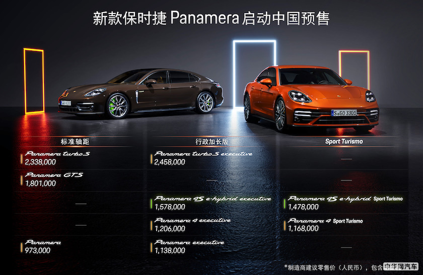 售97.3-245.8万元 新款保时捷Panamera发布