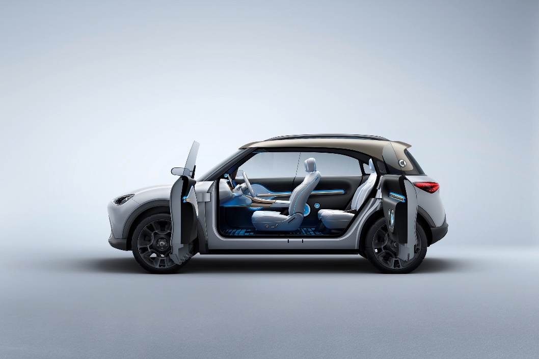奔驰smart首款纯电SUV发布，对开门设计，外观未来科技感十足