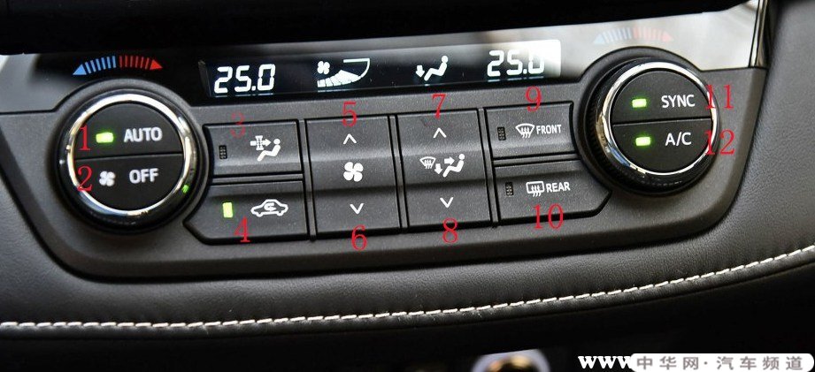 丰田rav4空调开关使用说明，丰田rav4空调按钮图解